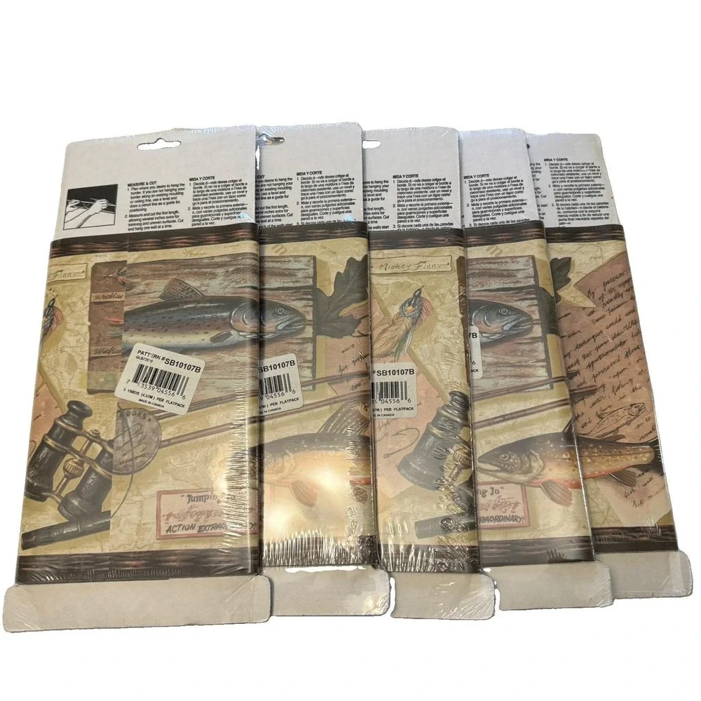 Vintage Expressions Fly Fishing Trout Wallpaper Border SB10107B 5 Rolls NOS
